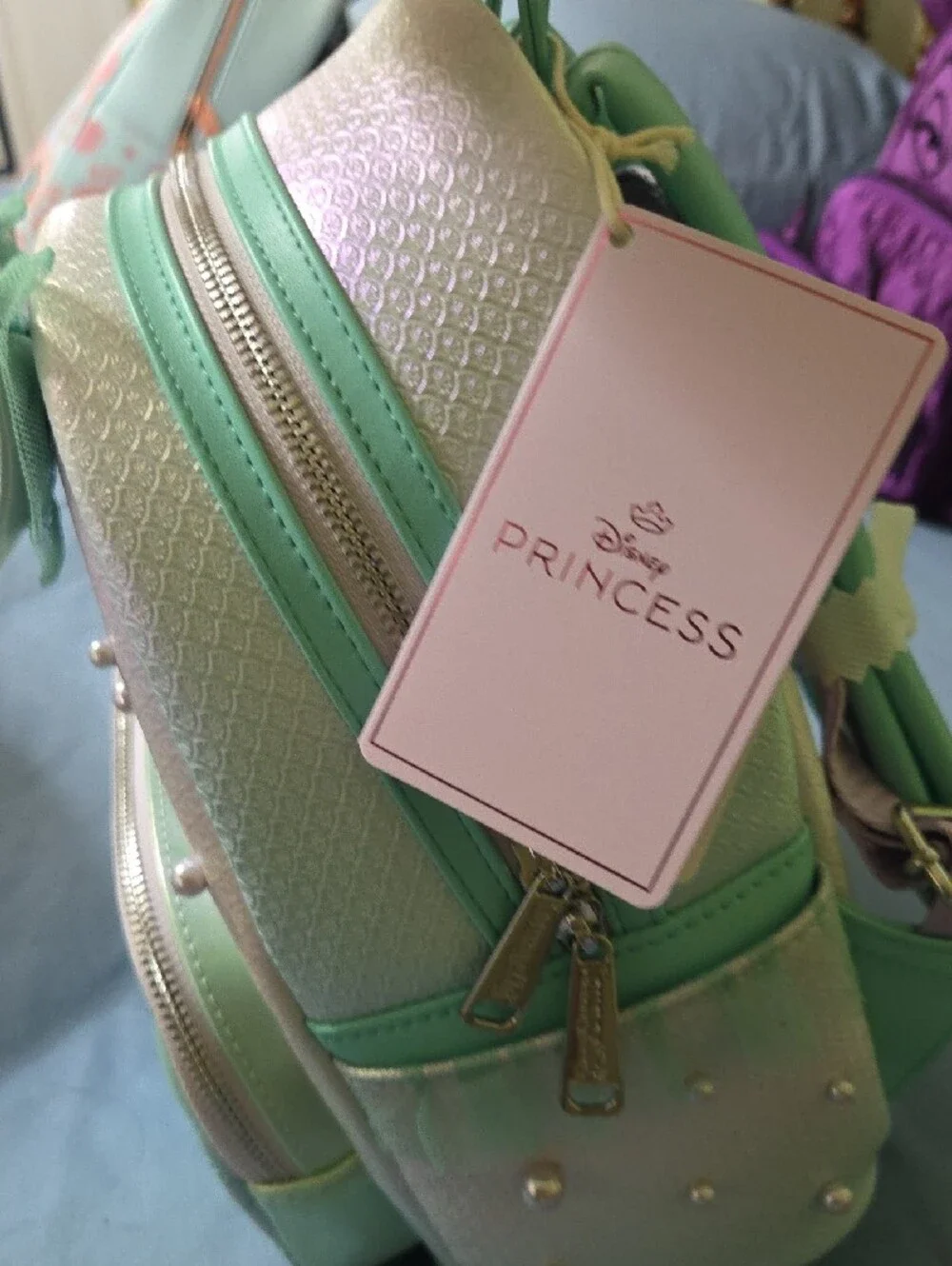 Loungefly Little Mermaid Iridescent Green Pearl Mermaid Mini Backpack - Picture 7 of 7